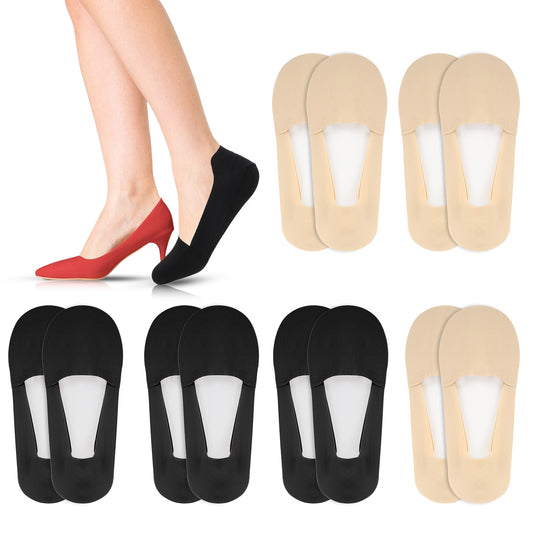 Molain No Show Socks Womens 6 Pairs Low Cut Liner Non Slip Socks for Women Size 5-12 Footies Invisible Socks Cotton Socks Ultra Low Cut Short Socks Thin Flat Socks for Women Girls(M,Skin Color, Black)