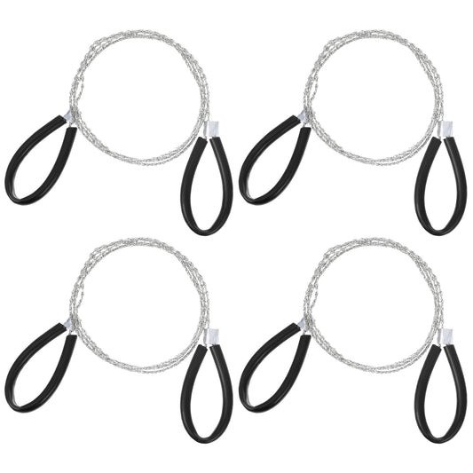 HJZHII 4Pcs Stainless Steel Cable Saw, Hand Pocket String Rope Saw Emergency Survival Wire Camping PVC Pipe Cable Cutting Tool for Wood Trees Cutting Hiking Travel Hunting 25.59in