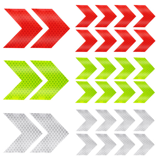 Molain 30Pcs Warning Reflective Stickers, 3 Colors Safety Reflective Sticker Night Visibility Waterproof Reflector Sticker Reflective Tape Sticker for Vehicle, Bicycles, Motorcycles, Clothing(Arrow)