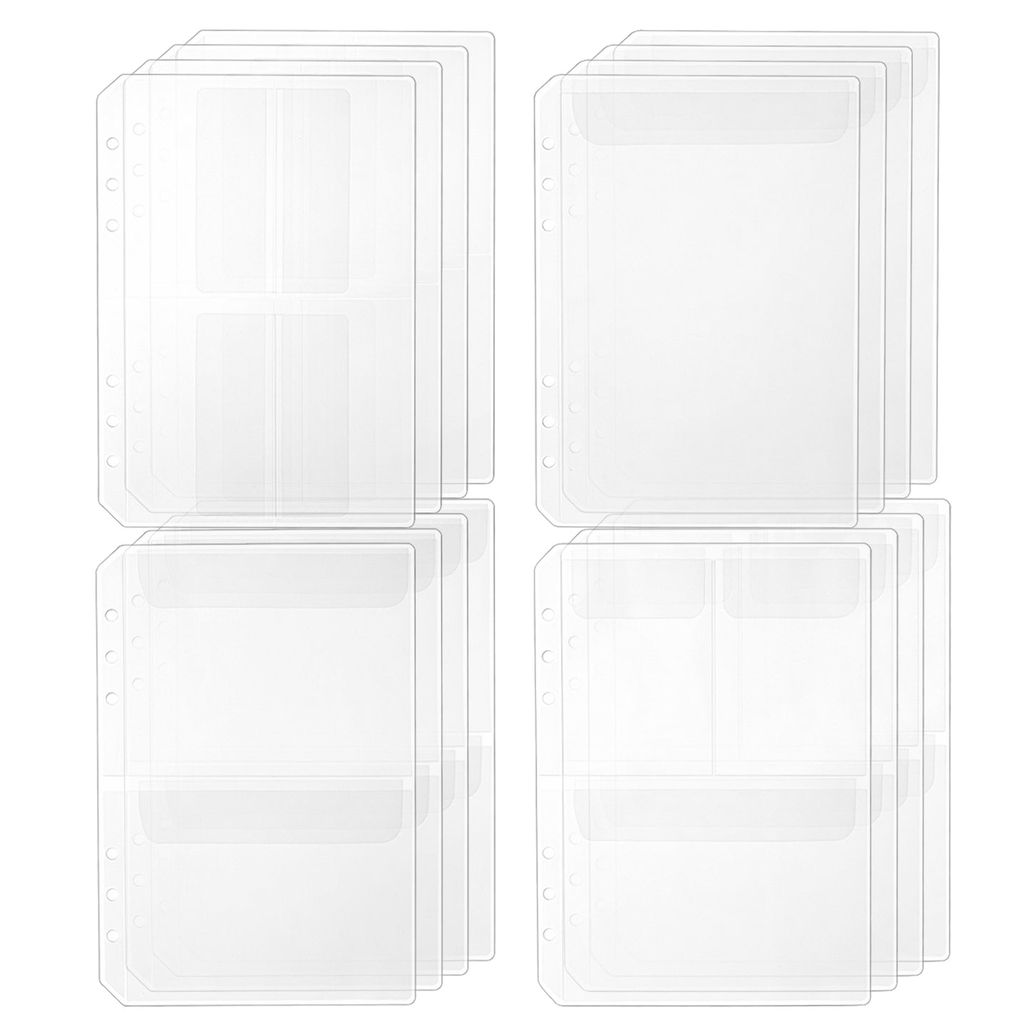 TIESOME A5 Binder Inserts, 16 Pcs PVC Clear Zipper Folders with 6 Holes, A5 Planner Inserts for 6-Ring Notebook Binder, Organizer Pouch for Documents & Calendar (8.22x5.98in)