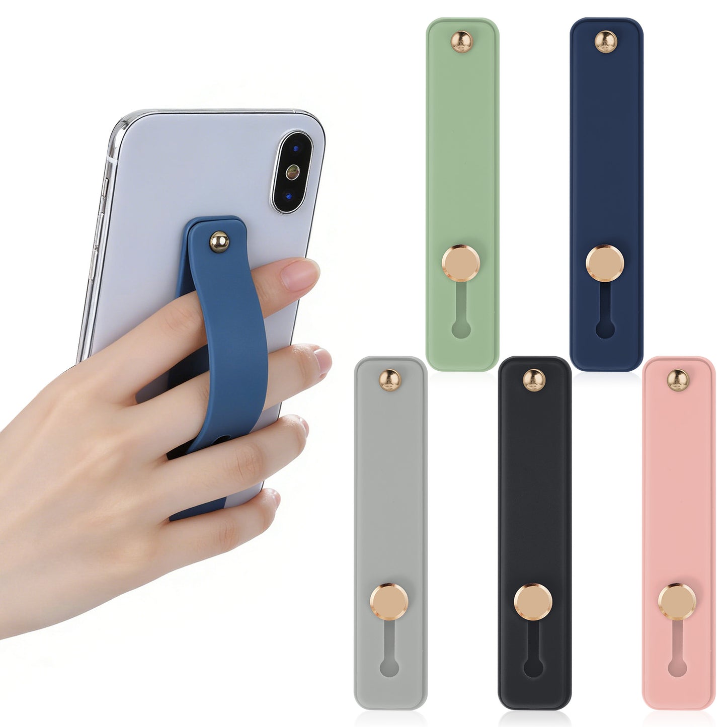 DOPENSPI 5PCS Phone Grip for Back of Phone, Telescopic Phones Loop Finger Holder Silicone Phones Finger Holder Grip Universal Kickstand for Most Smartphones
