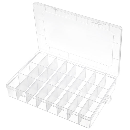 JIYIN 24 Grids Clear Plastic Organizer Box, Grids Clear Plastic Organizer Box Plastic Bead Organizer Box for Beads Art DIY Crafts Jewelry Hair Accessories