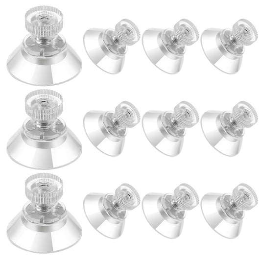 JIEYAO 12 Pack Mini Plastic Suction Cups,25mm/1'' Clear PVC Suction Cup with Screw Small Extra Strong Sucker Suction Cup Glass Suction Holder for Windows Bathrooms Glass Walls Car Sun Shades