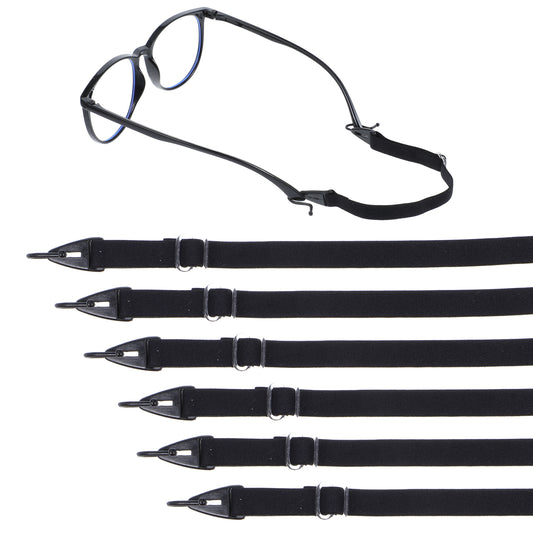 JIEYAO 6 Pcs Kids Glasses Strap, Adjustable Eyeglass Band, Sunglasses Eyeglasses Holder Straps Elastic Eyewear Retainers Safety Sports Eyeglasses Strap for Kids Toddler Boys Girls Students(Black)