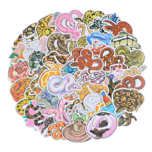 JJUNW 50Pcs Cute Snake Animal Cartoon Waterproof Decals Stickers, Snake Stickers, for Adults for Birthday Bachelor Party Halloween Decoration Favors for Water Bottles Laptop Suitcase