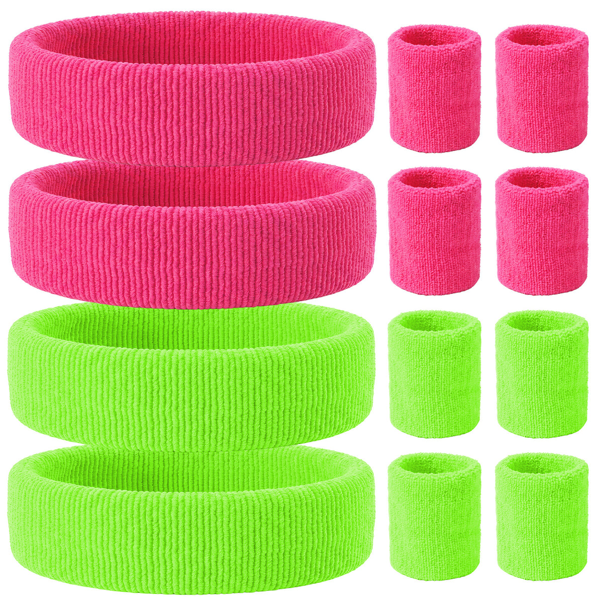 GEEHUA 6PCS 80s Neon Sweatbands Set, Headband and Wristband