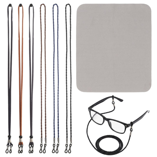HJZHII 6Pcs Eyeglass Straps, Glasses Strap for Men Women PU Leather Sunglasses Straps Adjustable Universal Eyeglass Chain Lanyard Eyewear Retainer Strap Glasses Holder Chain String