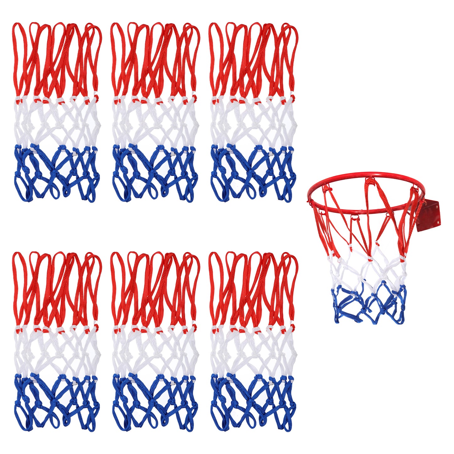XLIUAX 6pcs Mini Basketball Nets Replacement, 8 Loops Basketball Hoop Net Small Hoop Net for Indoor Outdoor Room Walls