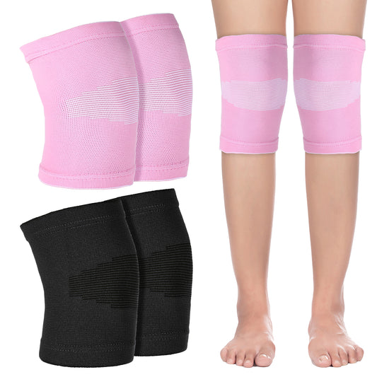 HJZHII 2 Pairs Kids Knee Sleeve, Knee Brace, Youth Knee Compression Sleeve Child Knee Pads Children Knee Support Boys & Girls for Volleyball Basketball Gymnastics Sports(Pink,Black)