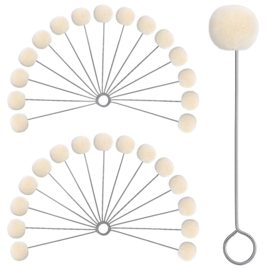 LIQWEI 30Pcs Wool Daubers Wool Daubers Ball Brush Leather Dye Tool with Metal Handle Wool Daubers for Leather Crafting, Gluing, Staining, Shoe Polish & DIY Projects