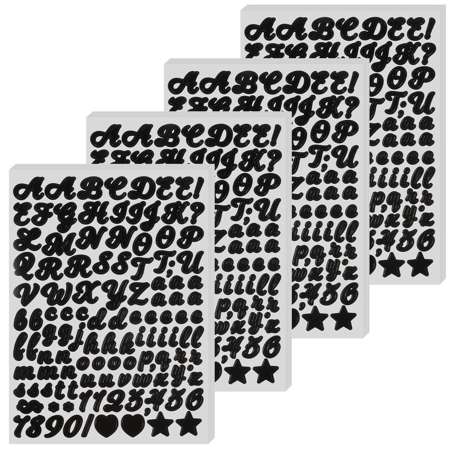 TIESOME 20 Sheets PVC Letter Stickers, 0.2-0.79 in Cursive Letter Stickers Self-Adhesive Waterproof Alphabet Labels Decals for Mailbox Numbers DIY Crafts Notebooks Signs(Black)