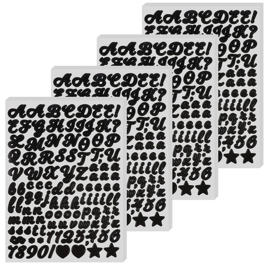 TIESOME 20 Sheets PVC Letter Stickers, 0.2-0.79 in Cursive Letter Stickers Self-Adhesive Waterproof Alphabet Labels Decals for Mailbox Numbers DIY Crafts Notebooks Signs(Black)