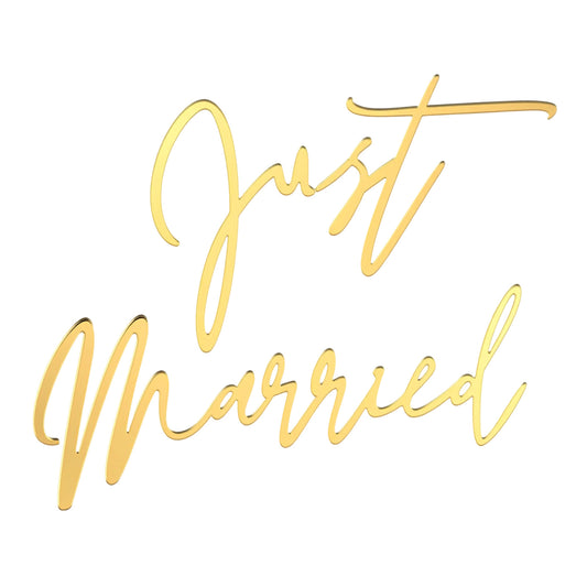 MBAIYO Just Married Acrylic Cake Topper, Personalized Wedding Cake Decorations Married Style Decor for Wedding Bride and Groom 10x9cm Black(Gold)