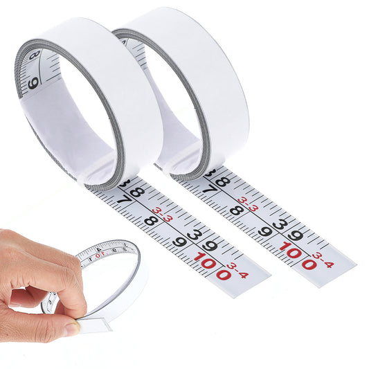 BOHUIZ 2 Pcs 1/2-Inch Steel Self-Adhesive Measuring Tape, Right to Left Reading Imperial and Metric Ruler Tape 100cm or 39 Inch, Peel and Stick Tapes Measure for Woodworking Saw Drafting Table
