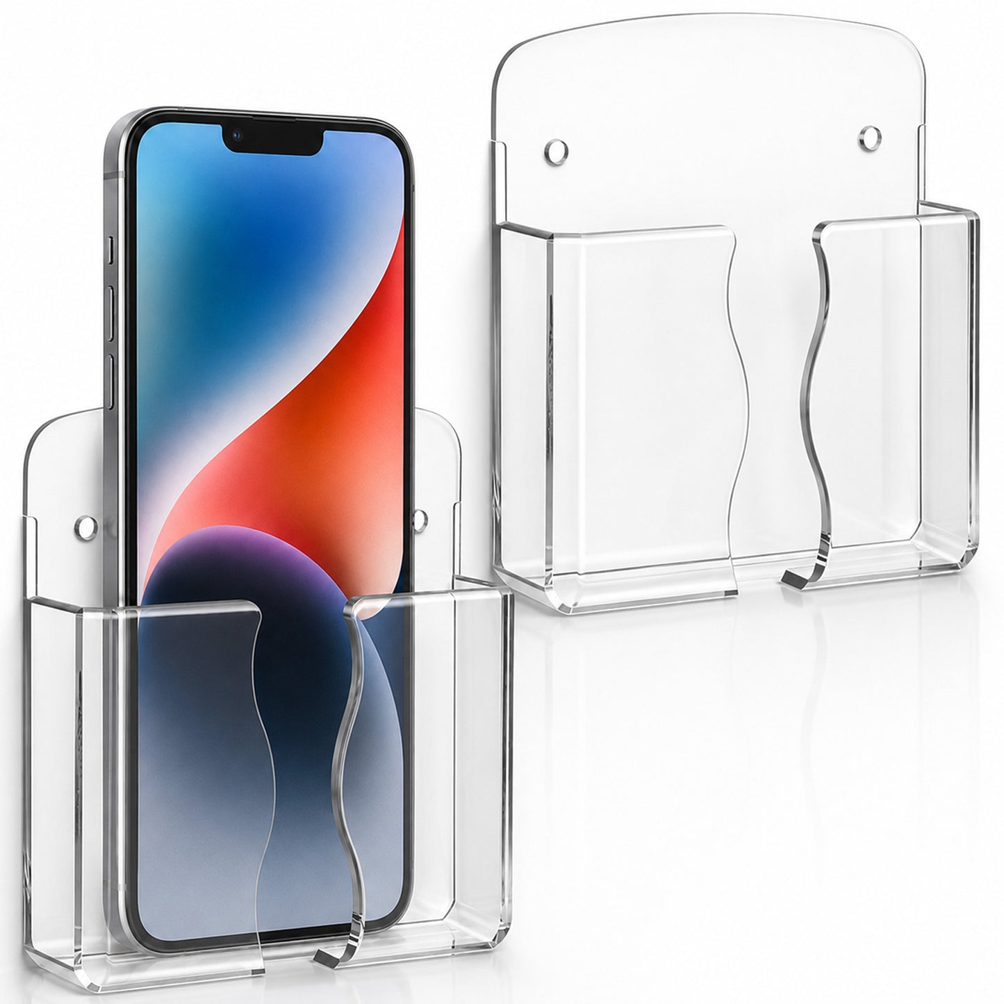 SULIKJHUI 2 Pcs Wall Mounted Phone Holder, Transparent Cell Phone Stand