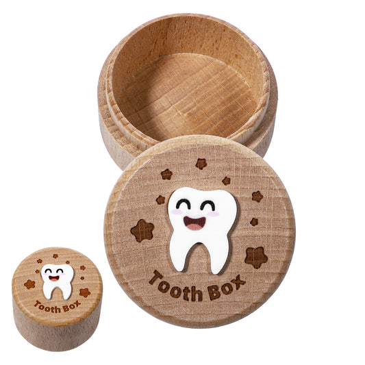 JIYIN Tooth Fairy Box for Boys, 3D Carved Wooden Tooth Fairy Tooth Holder, Cute Lost Tooth Holder Tooth Keepsake Box for Kids' First Lost Teeth Tooth Fairy Gifts for Birthdays Baby Shower Holiday