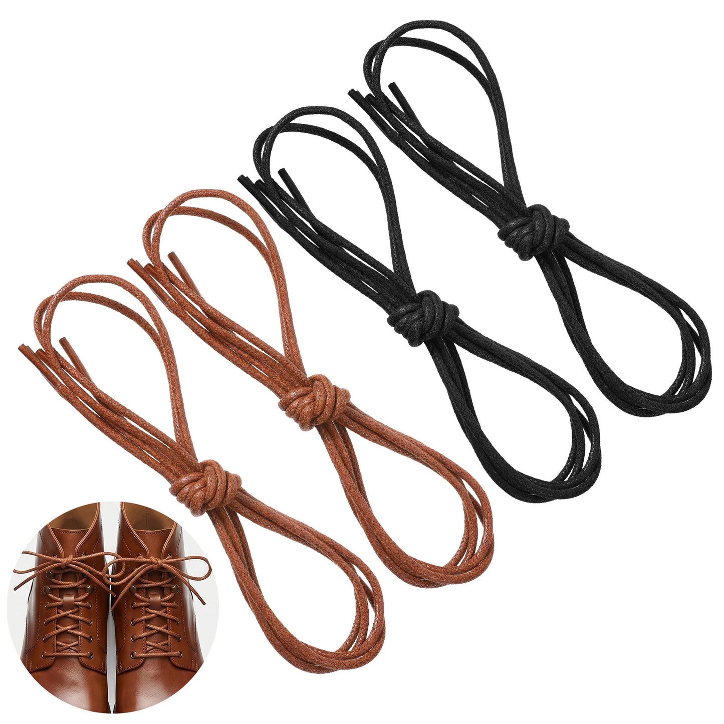 Andibro 4 Pairs Dress Shoe Laces for Men, 31.5 Inch Round Thin Replacement Waxed Shoelaces for Formal Business Oxford Shoes
