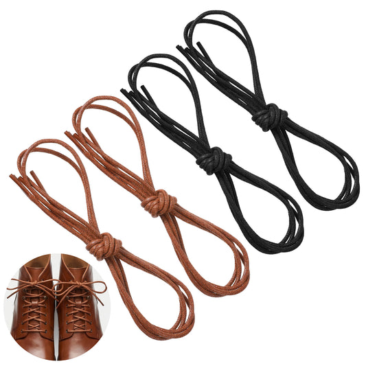 Andibro 4 Pairs Dress Shoe Laces for Men, 31.5 Inch Round Thin Replacement Waxed Shoelaces for Formal Business Oxford Shoes