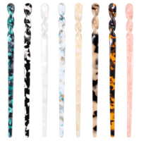 SHENLIU 8 Pcs Hair Sticks, Hair Chopsticks for Women, 6.81 Inch Acetate Hairs Pins for Buns & Long Hairs, Leopard Print & Tortoise Shell