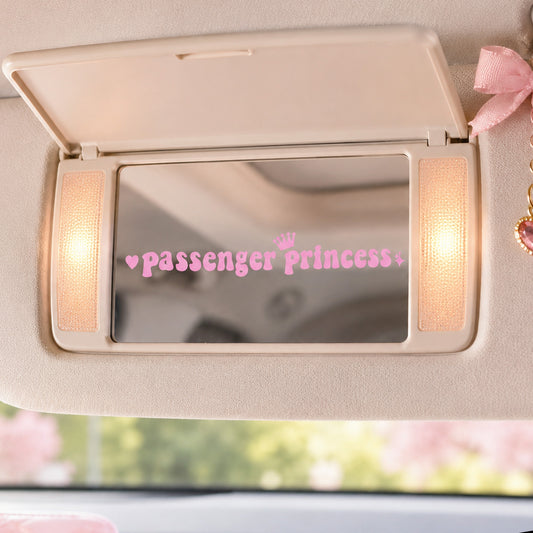 Amabro 5Pcs Passenger Princess Car Stickers Pink Letter Cute Mirror Decal