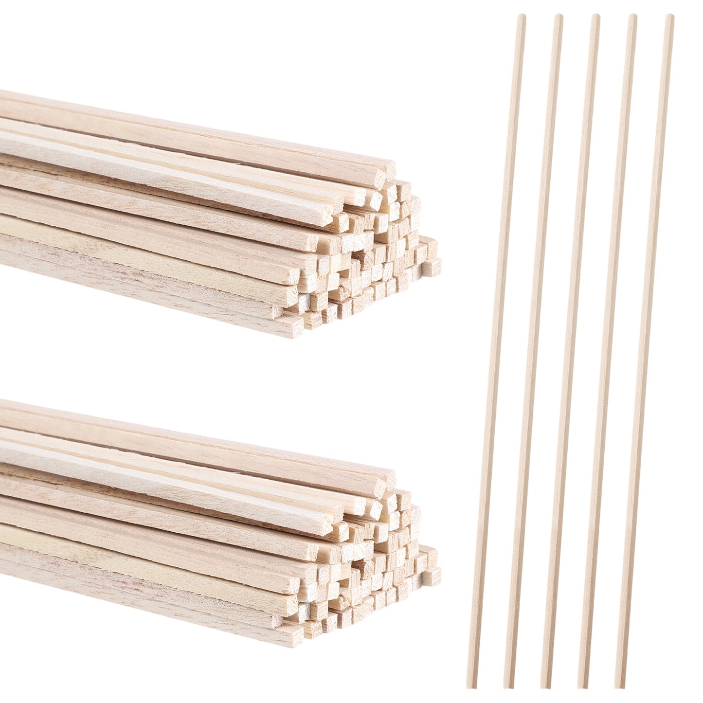 cobee 50 Pcs Balsa Wood Sticks, 1/4 X 12 Inch Wooden Dowels Balsa Woods Sheet, Craft Sticks Woods Squares Wood Strips for Crafts DIY Projects Models Making Supplies