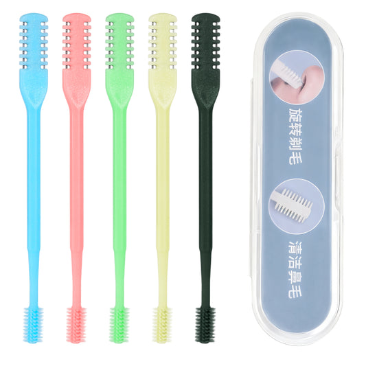 LXUEJIE Manual Nose Hair Trimmer, Double Sided Nose Hair Cutter 360° Rotating Nasal Hairs Trimmer Multicolor 2 in 1 Nasal Hairs Cutter Manual with Cleaning Brush for Women Men (5Pcs)
