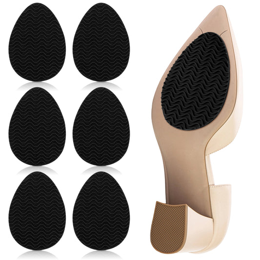SHENLIU 6 Pcs Shoe Grips on Bottom of Shoes, Non Slip Shoe Pads, Self-Adhesive Shoe Sole Protector for High Heels & Leather Soles Anti Slip Grips Stickers for Shoes(Black)