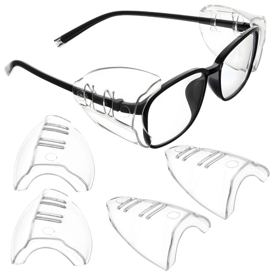 JIYIN 3 Pairs Safety Glasses Side Shields for Prescription Glasses, Flexible Slip On Eye Protection Glasses Side Shields Fits S to L Eyeglasses
