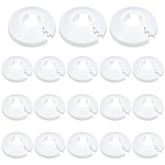 JIYIN 18 Pcs Plastic Radiator Pipe Covers White Radiator Pipe Collars, Plastic Water Pipes Collars Wall Flange Cover for 15mm Diameter Pipe Decoration