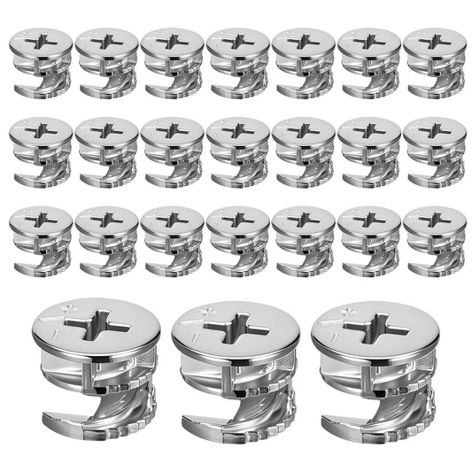 simarro 24 Pcs Furniture Connecter Cam Lock Fittings 15mm x 12mm, Cam Lock Fittings Connectors Hardware for Furnishing Cabinets, Drawers, Dressers, and Wardrobe Furniture Panel Connections