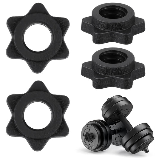 LXUEJIE 4 PCS Barbell Clips, 25mm Barbell Collars Barbell Bar Hexagon Nuts Anti-Slip Spin-Lock Dumbbell Collar Clamps Weight Lifting Fitness for Bars at Home or Gym