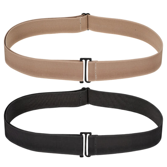 HJZHII 2PCS Women Elastic Stretch Belt, No Show Stretch Belt Adjustable Strap with Flat Buckle Women Elastic Belts Ladies Stretchs Waist for Jeans Pants Dresses(Black, khaki)