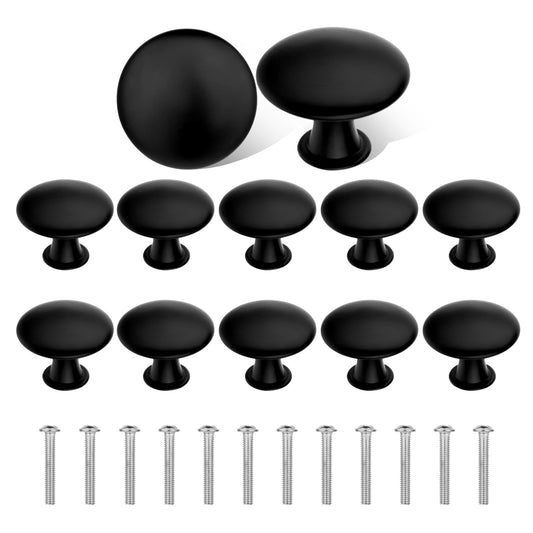 JJUNW 12 Pack Black Cabinet Knobs Kitchen Cupboard Door Knobs Drawer Handle Pulls Dresser Knobs with 12 Screws for Single Hole Nightstands Cabinet DresserHardware