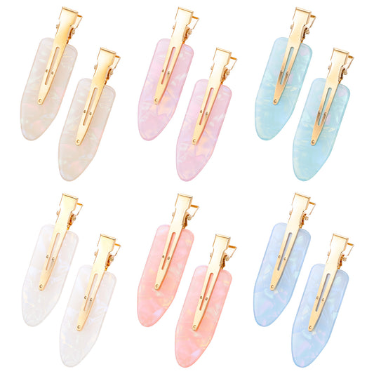 Cobee 12 Pcs No Crease Hair Clips, No Bend Hair Clips Colorful Flat Duckbill Clip, Makeup Hairs Clip Pins for Salon Facewashing Hairdressing Bangs Waves