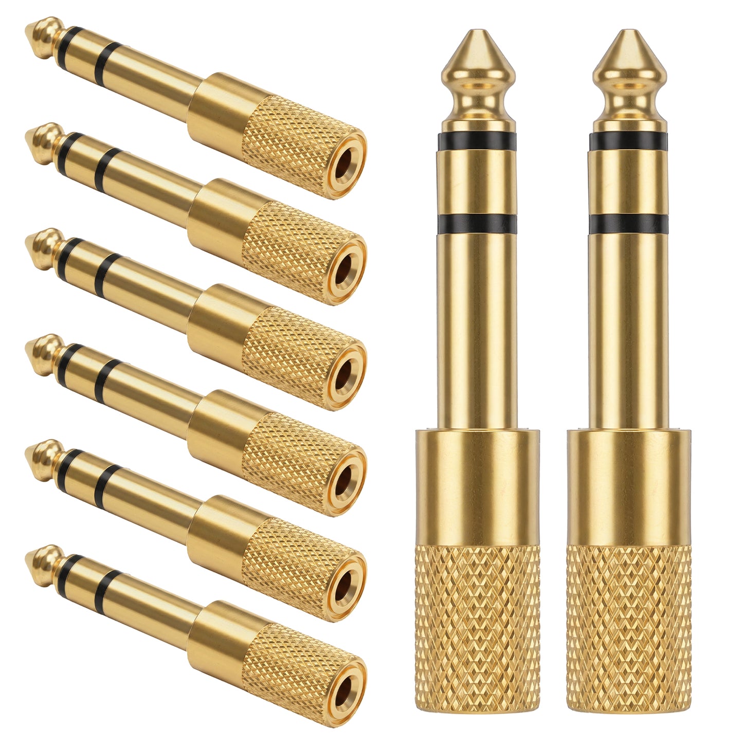 BOHUIZ 9-Pack Gold Plated 3.5mm to 1/4 Adapter, 1/4 to 3.5mm Adapter Stereo Audio Headphone Jack Adapters for Aux Cable Headphones Piano Drums Guitar Amplifier