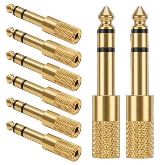 BOHUIZ 9-Pack Gold Plated 3.5mm to 1/4 Adapter, 1/4 to 3.5mm Adapter Stereo Audio Headphone Jack Adapters for Aux Cable Headphones Piano Drums Guitar Amplifier