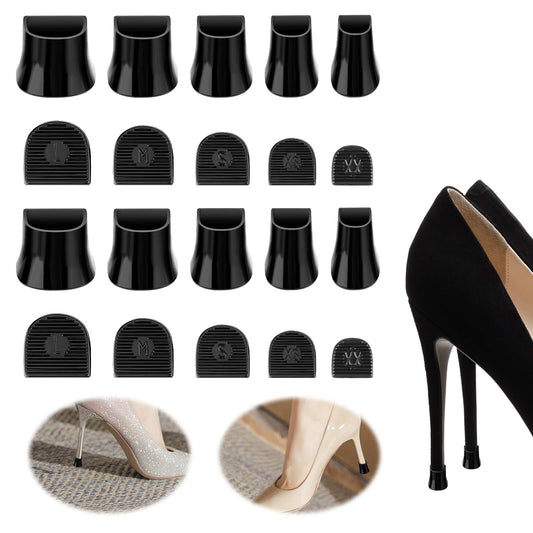 cobee 10 Pairs Heel Caps for High Heels, High Heel Protectors Heel Replacement Tips, Non-Slip Heel Covers Stoppers for Repairing Shoes Grass Wedding Gravel Wetlands Outdoor Events(Black)