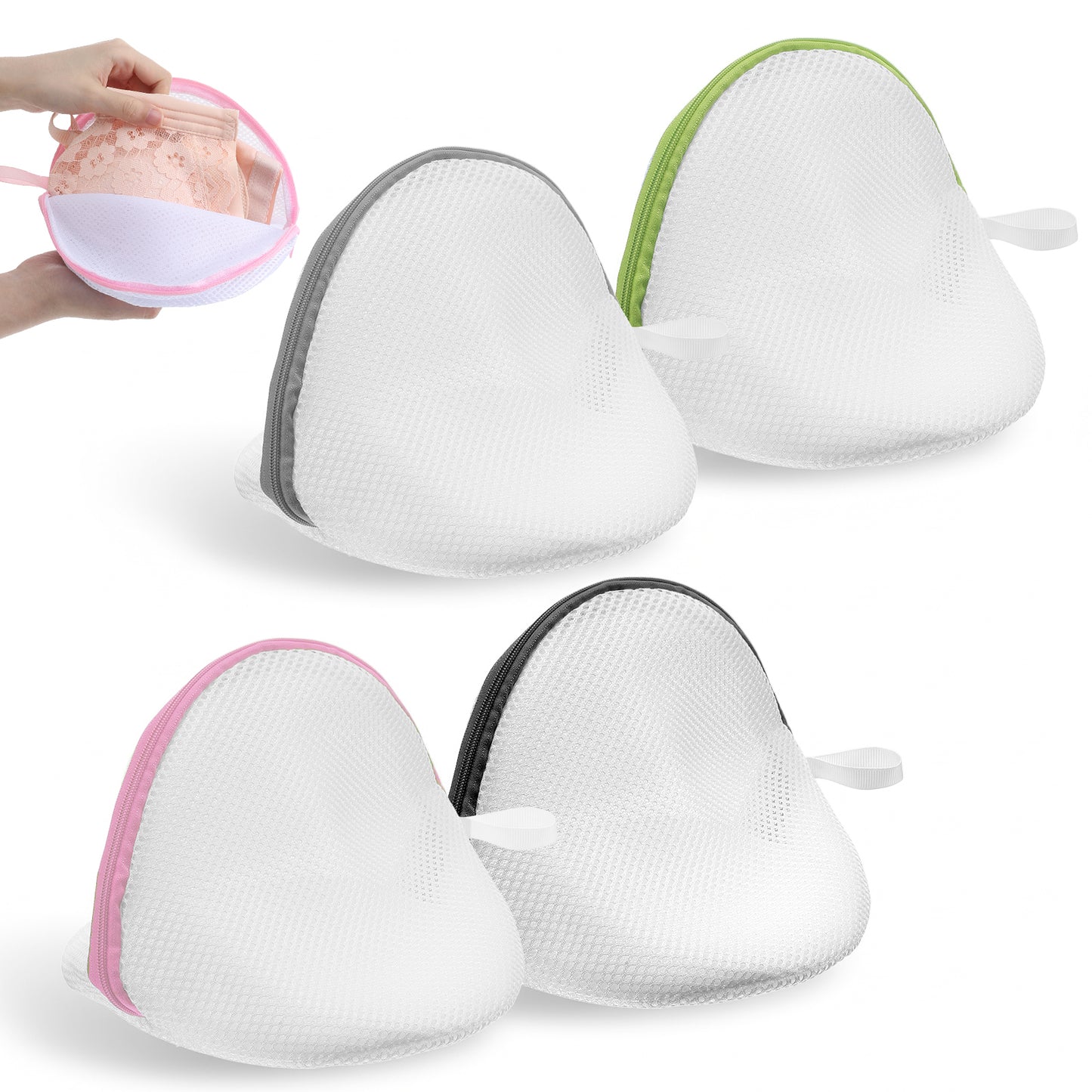 HJZHII 4 Pcs Washing Machine Bag, Mesh Underwear Washing Bag Small Bra LaundryBag with Zipper Lingerie Wash Machine Bags Mesh Laundry Bags for WashingDelicates