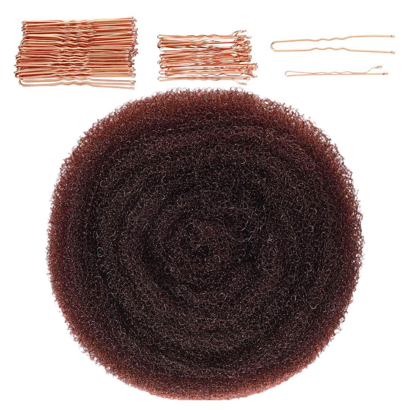 SULIKJHUI Hair Sponge for Updo, Hair Padding for Updos, Volume Bump Tool with 70 Bobby Pins, Add Fullness for Thin Hairs, Styling Accessories for Women(Light Coffee)