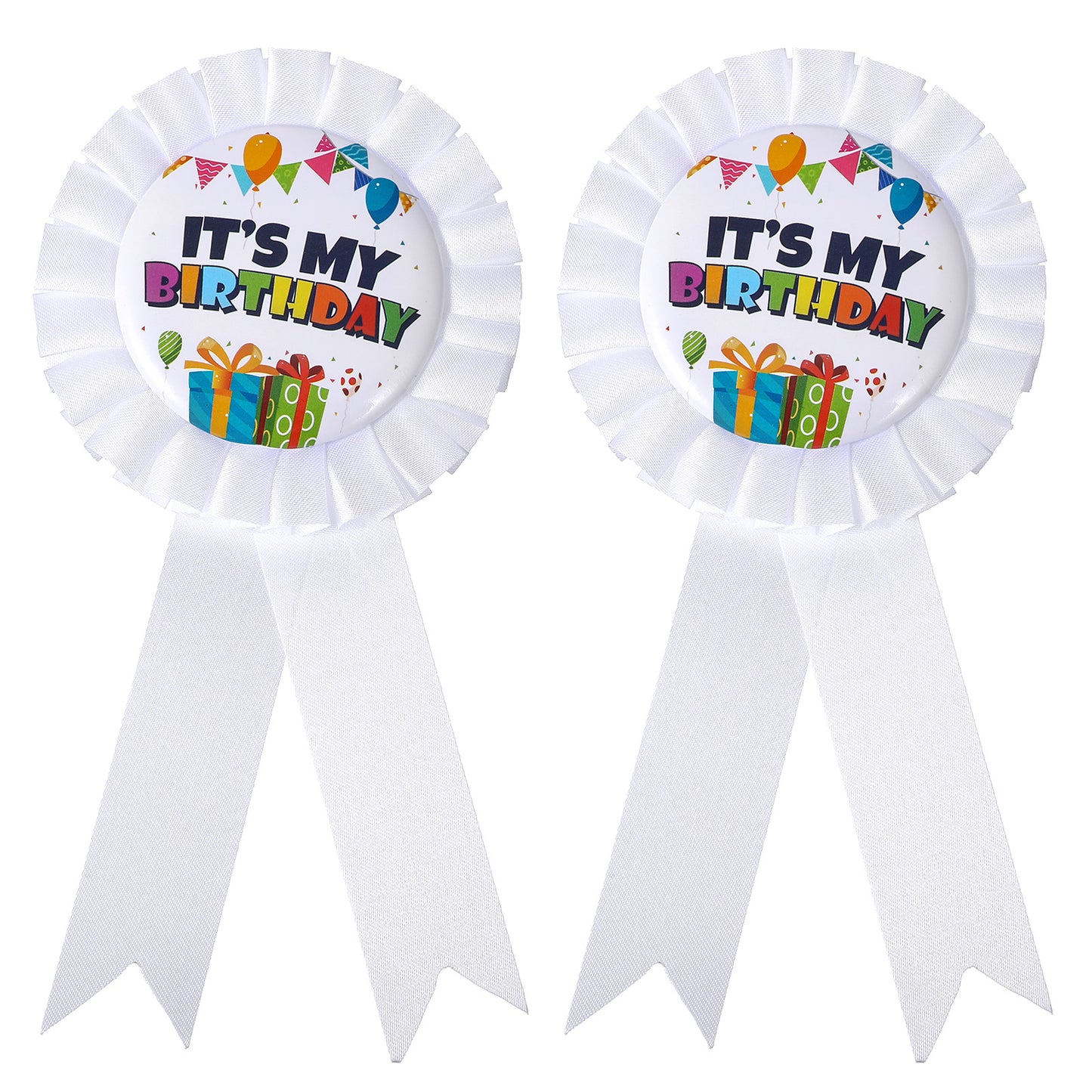 cobee 2 Pcs It's My Birthday Brooch Pin, Award Ribbon Badge Happy Birthday Button Pin Satin Button Apparel Pins Celebration Accessory for Birthdays Party Decoration Gift