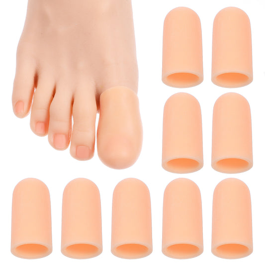 MBAIYO 10 Pack Soft Gel Toe Protectors, Elastic Toe Covers Toenail Caps Sleeves for Foot Pain Relief Ingrown Toenails Corns Calluses Blisters Men Women