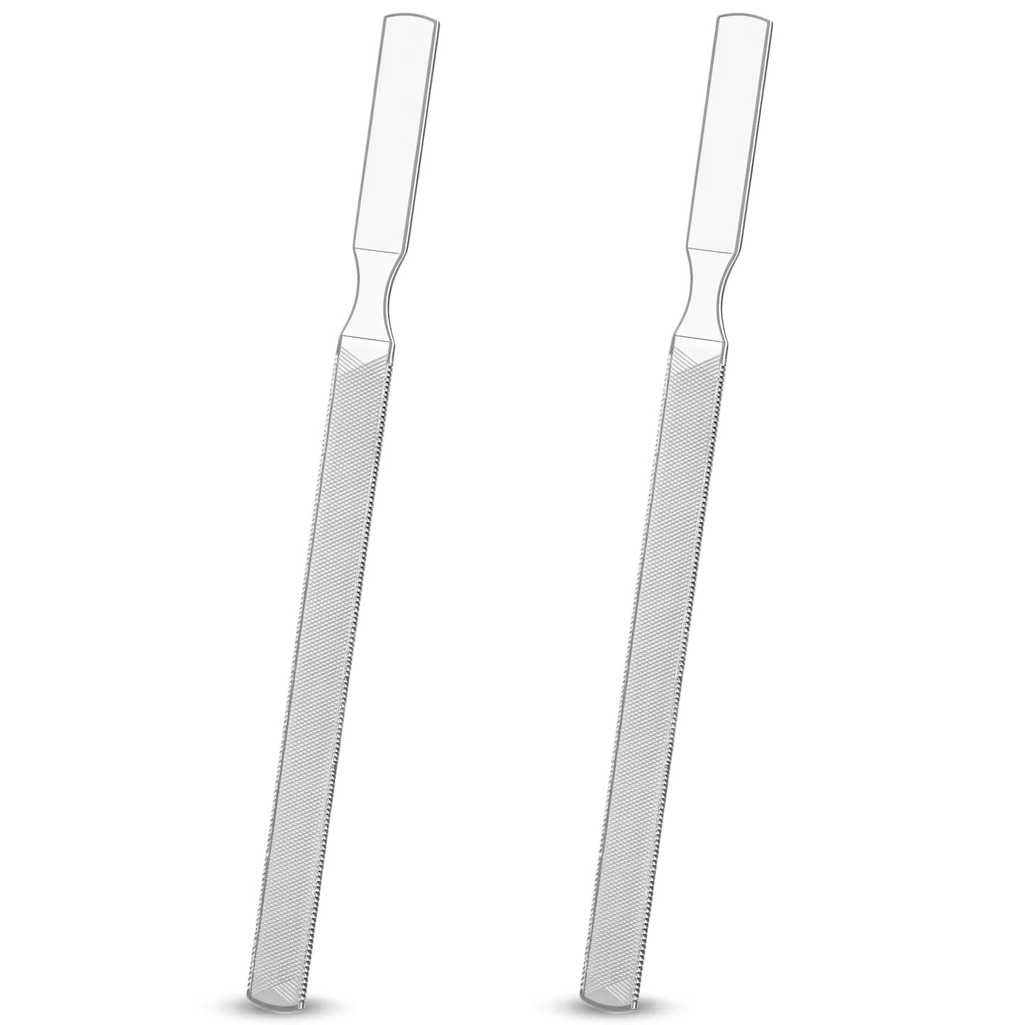 XLIUAX 2 Pcs Stainless Steel Toenail File for Thick Nails, 4-Sided Design Toe Nail File 7.1 inch Durable Long Filer Fingernail Filing Nail Care Tool for Men Women