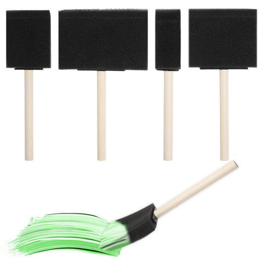 Bewudy 4 Pcs Foam Paint Brushes, Foam Brush, Wood Handle Sponge Paint Brush, Foam Brushes for Painting for Staining Varnishes and DIY Craft Projects (1'', 1.3'', 2.9"and 3.9'') (4)