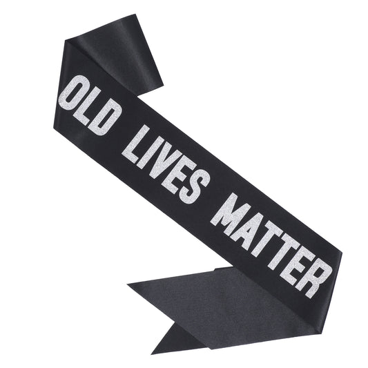 Amaxiu Old Lives Matter Birthday Sash, Glitter Silver Letter Birthdays Sash, Funny 50th 60th 70th 80th 100th Birthday Retirement Party Decorations for Adults Women Men