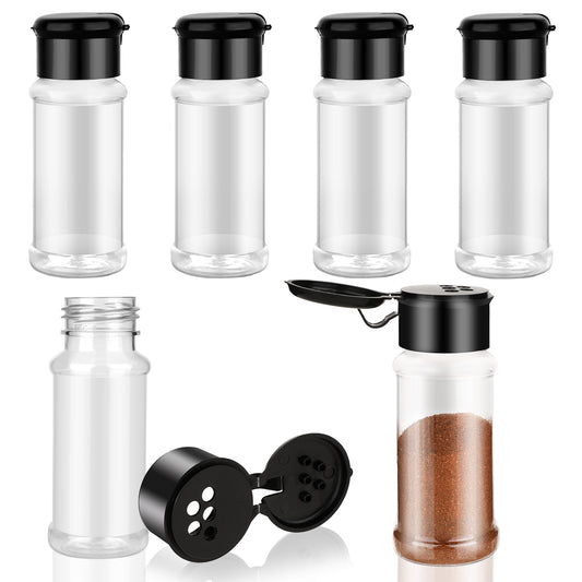 BOHUIZ 6 Pack 3 Oz Spice Jars with Shaker Lids, Plastic Clear Seasoning Containers Round Empty Spice Bottles Seasoning Bottles for Storing Spice, Peppers, and Salt