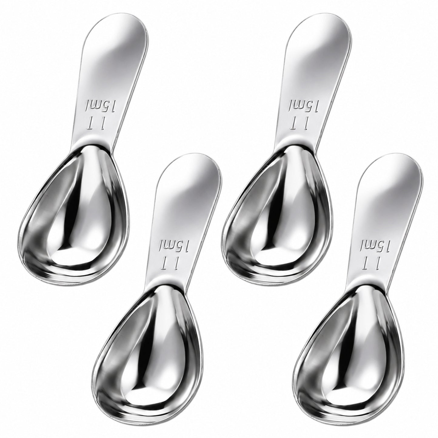 SULIKJHUI 4 Pcs Tablespoon Coffee Scoop, 15ml Stainless Steel Coffee Scoop, Tablespoon Measuring Spoons with Short Handle for Coffees, Tea, Sugar, Flour (Silver, 3.78 x 1.65 in)
