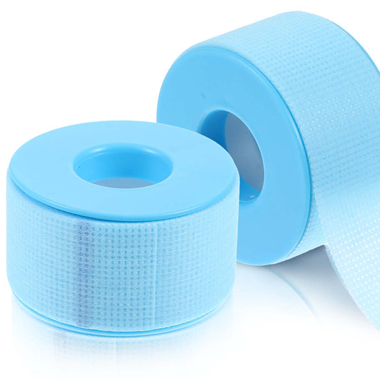 HJZHII 2 Rolls Lash Tape for Eyelash Extensions, 9m/10yd Silicone Gel Breathable Microporous Eyelash Extension Tape Blue Adhesive Eyelash Tape for Sensitive Skin Makeup Wound Care(0.98in)