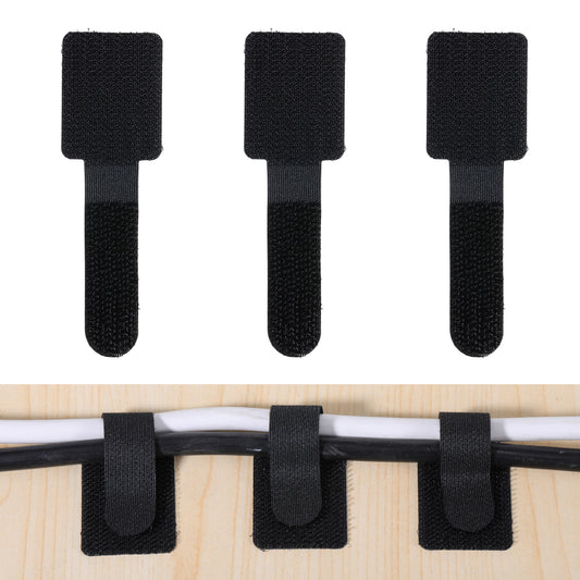 cobee 60 Pcs Under Desk Cable Management, Hook and Loop Cable Ties Reusable Wire Organizer for Cords Adhesive Cables Clips Adjustable Sticky Cord Organizer for TV PC Laptop Desktop(3 x 9cm,Black)