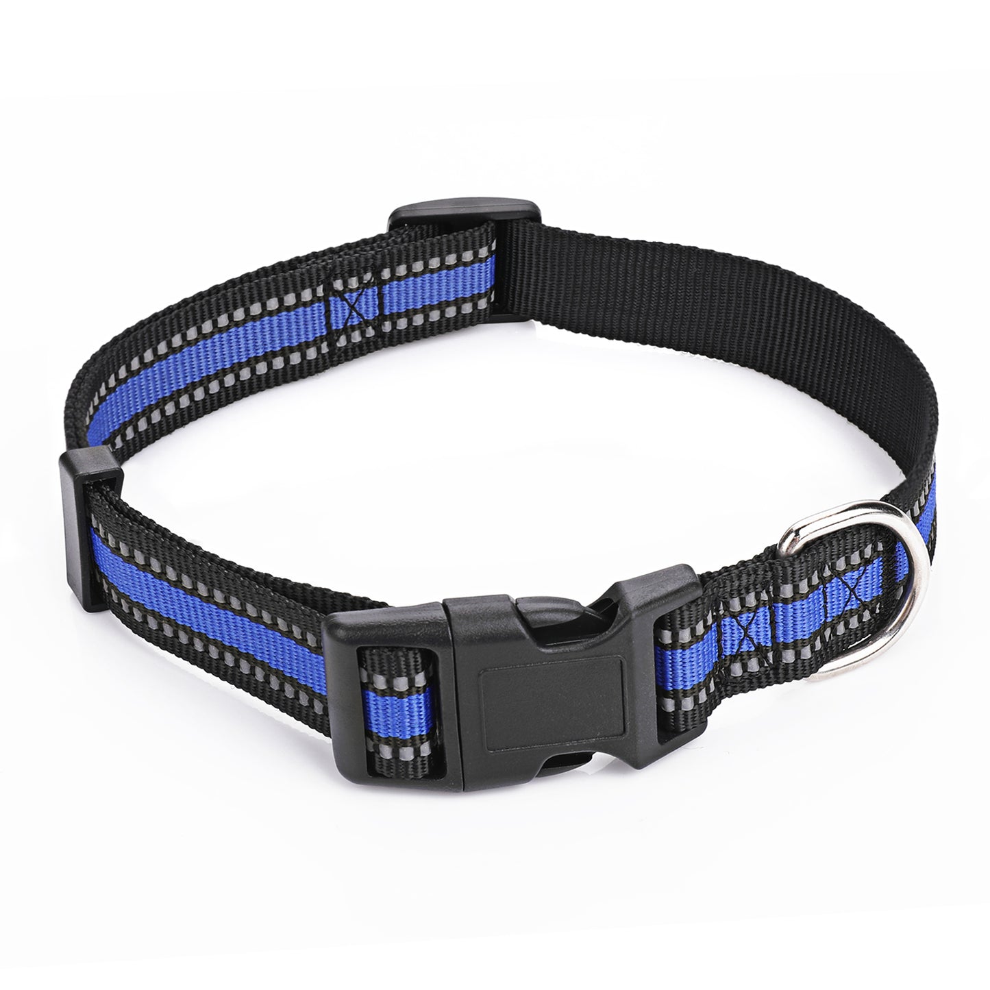 Molain Reflective Dog Collar, Breathable Nylon Adjustable Pet Collar with Safety Quick Release Locking Buckle Suitable for Dogs Cats, Blue 28-45cm(11-18")