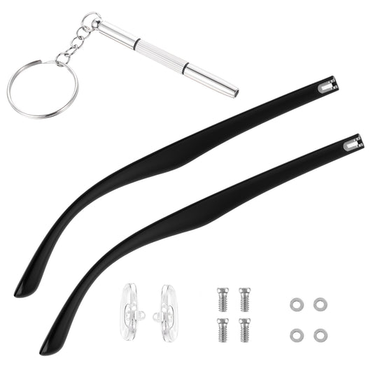 AOZUO 1 Pair Metal Glasses Replacement Temple, Eyeglass Arms Legs Replacement with Screws Washers Screwdrivers Nose Pads Glasses Repair Kit Universal Eyeglasses Replacement